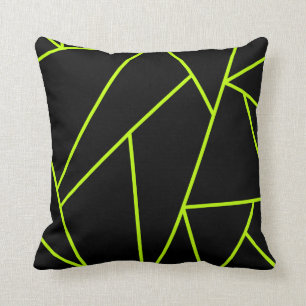 Neon Reversible Lime and Black Mosaic Style Throw Pillow