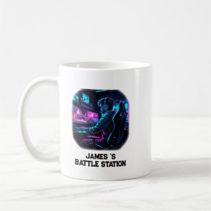 Neon RGB Cyberpunk Gamer Room Personalized Name Coffee Mug