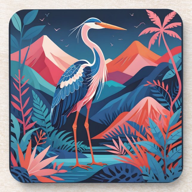 neon ridge heron coaster (Front)