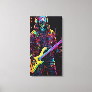 Neon Riff: The Cyborg Guitarist Canvas Print