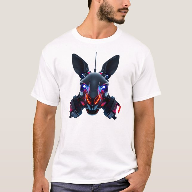 Neon Robotic Kangaroo Face T-Shirt (Front)