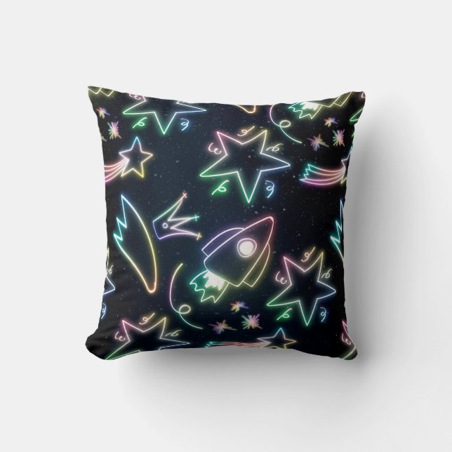 neon rocket star    throw pillow (Front)