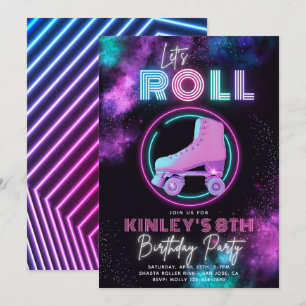 Neon Roller Patinage Invitation   Patinage