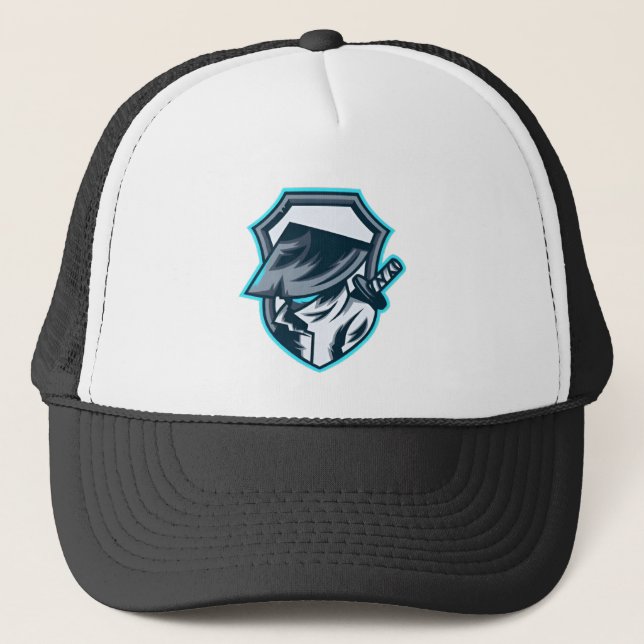 Neon Ronin: Shadow Blade Crest Trucker Hat (Front)
