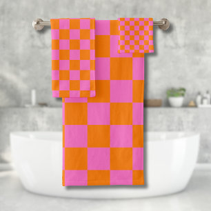 Neon rose Orange À damiers damier Vintage