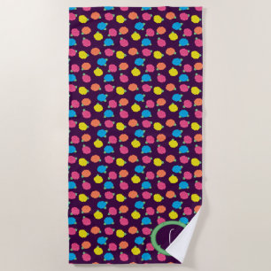 Neon Roses Beach Towel