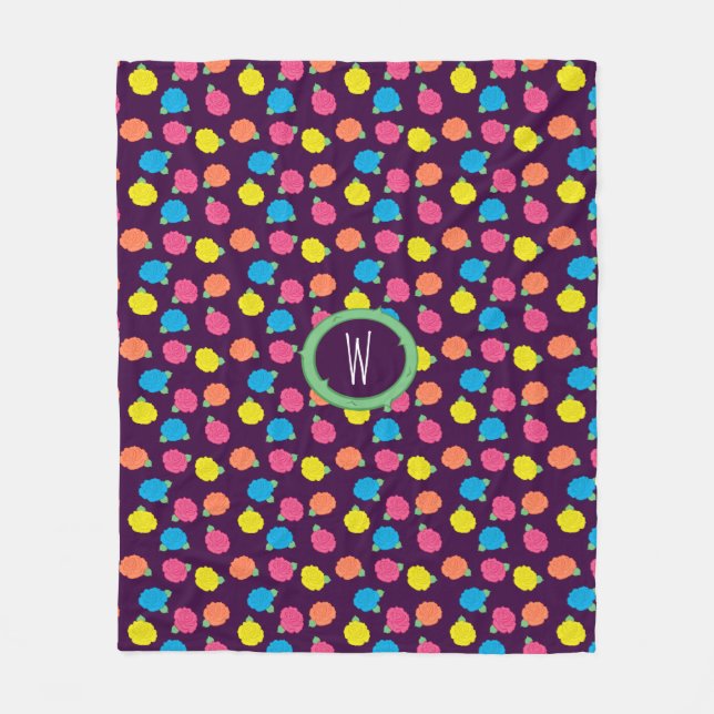Neon Roses Fleece Blanket (Front)