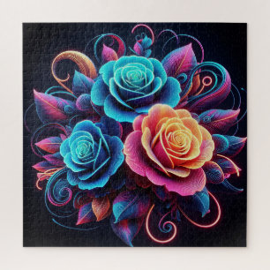 Neon Roses Jigsaw Puzzle