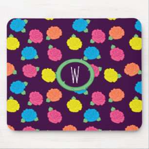 Neon Roses Mouse Pad