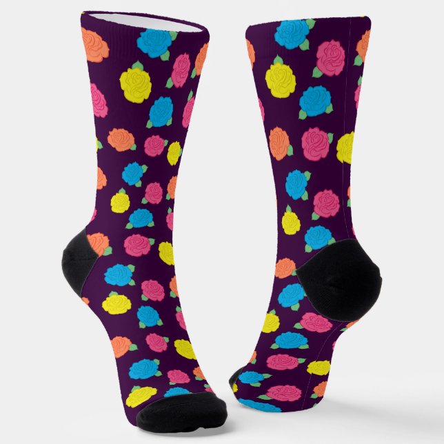 Neon Roses Socks (Angled)