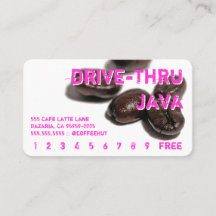 Neon Rounded Coffee Beans Drink Punch Card