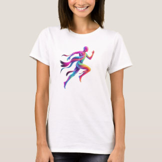 Neon Runner Abstract Sports Art T-Shirt