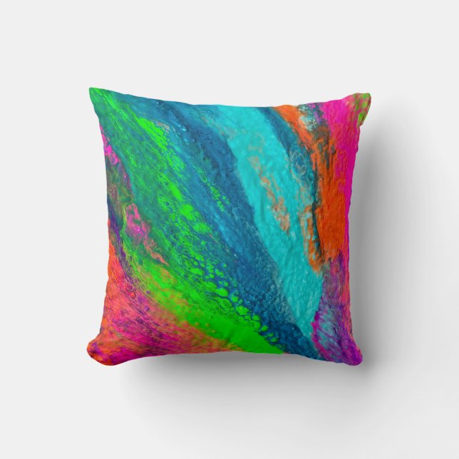  Neon Rush: An Explosion of Colour and Energy er Throw Pillow (Front)