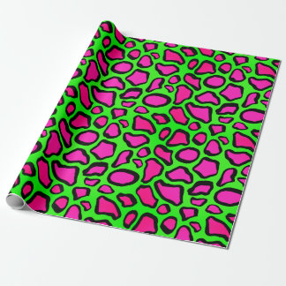 Neon Safari Animal Prints -Green & Pink Wrapping Paper