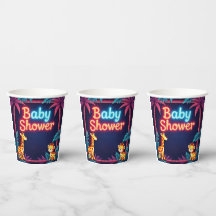 Neon Safari Baby Shower Cups