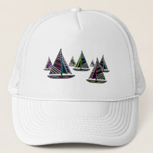 Neon Sailboats Trucker Hat