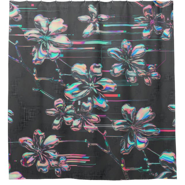 Neon Sakura Glitch - Futuristic flower pattern (Front)