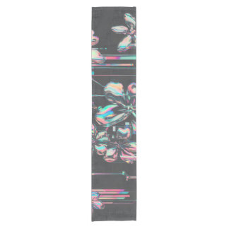 Neon Sakura Glitch - Futuristic flower pattern Short Table Runner