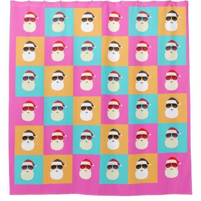 Neon Santa with Sunglasses Cool Colourful Pattern (Front)