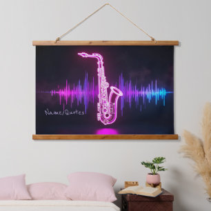 Neon Saxophone Glow – Futuristic Music Wall Art