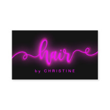 neon script hair appointment card