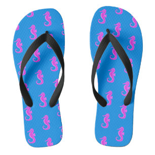 Neon Seahorse Flip Flops