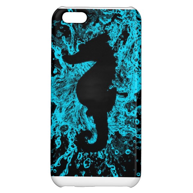 Neon seahorse iphone 5C case, turquoise iPhone Case (Back)