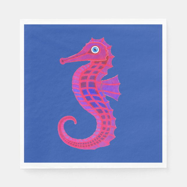 Neon Seahorse paper napkins (Front)