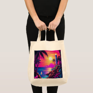 Neon Seaside Beacon 1 Tote Bag
