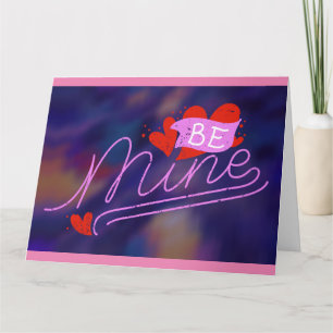 Neon Shade be Mine Valentine Red Heart Valentine Card