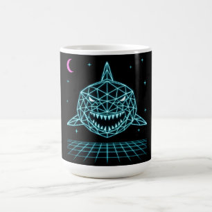 Neon Shark Synthwave - Retro Ocean Predator Coffee Mug