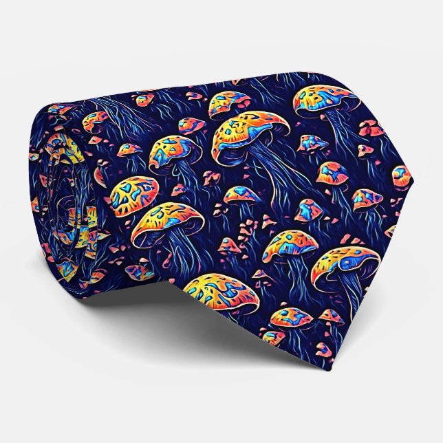 Neon Shroom Glow Neck Tie (Rolled)