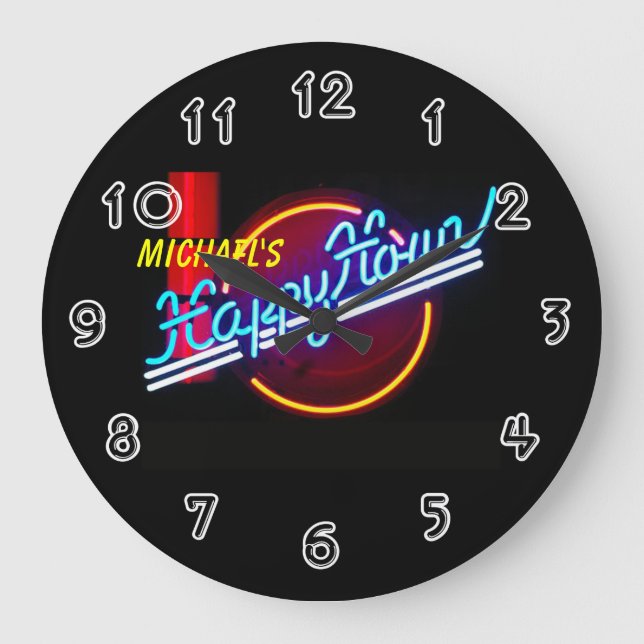 Neon Sign Bar Large Clock (Front)