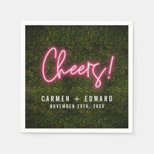 Neon Sign Cheers Wedding Napkin