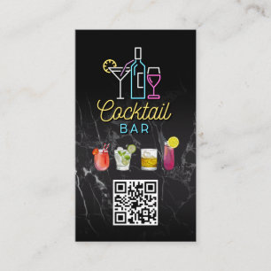 Neon Sign Cocktails   QR Code Business Card