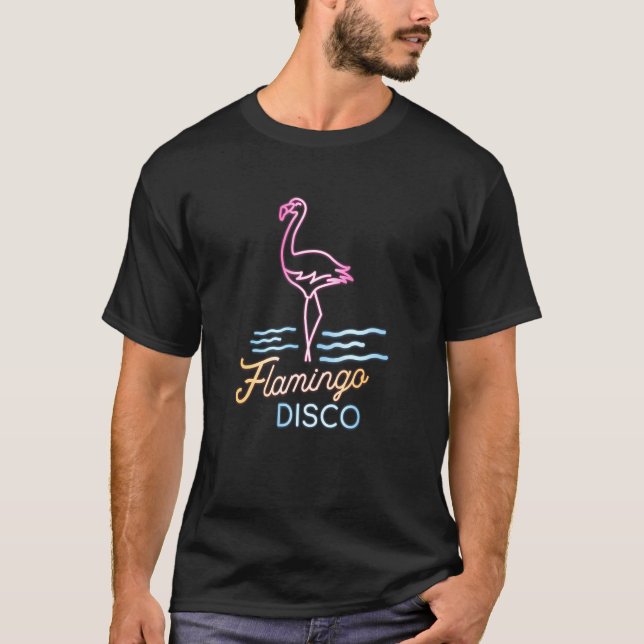 Neon Sign Flamingo Disco T-Shirt (Front)