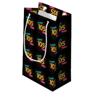 Neon sign for 105th birthday small gift bag