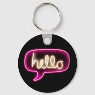 neon sign hello keychain