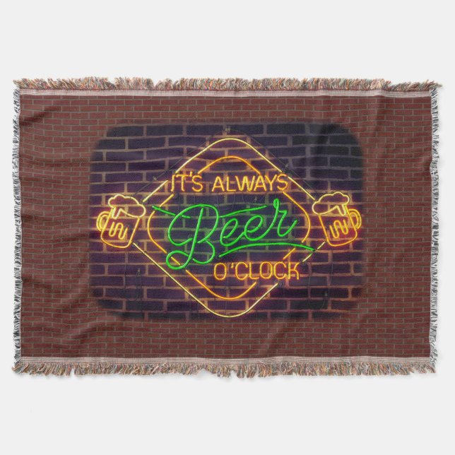 Neon Sign Mancave Beer Throw Blanket Home Decor (Front)