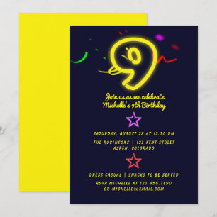 Neon Sign Neuvième Anniversaire Fête Invitation