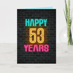 Neon sign on brick for 53rd birthday card