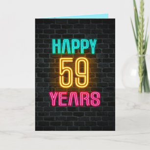 Neon sign on brick for 59th birthday card