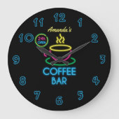 Neon Sign Personalized Coffee Bar Large Clock (Front)