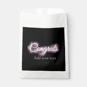 Neon sign pink congrats add text retro 90s revival favour bag