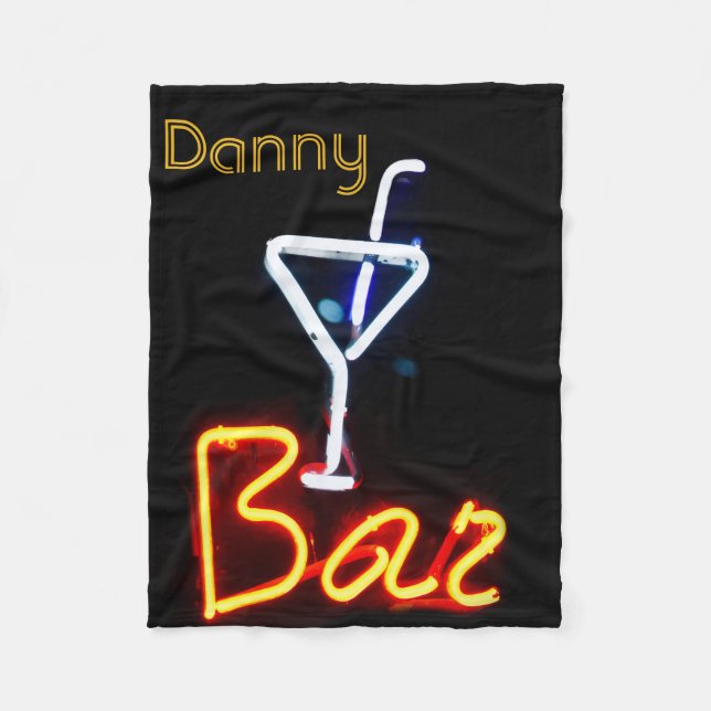 Neon Sign Print Bar Mancave Fleece Blanket (Front)