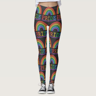 Neon Sign Rainbow Pride Pattern Leggings