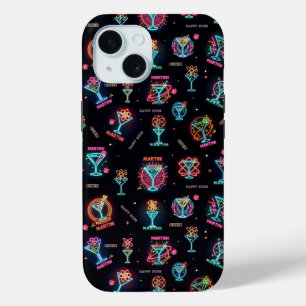 Neon Sign Space Age Atomic Martini Cocktails Print iPhone 15 Case