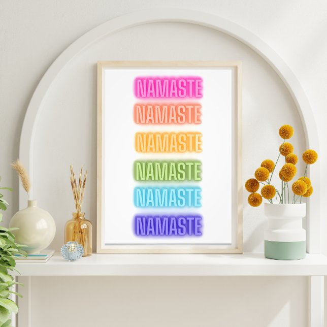 Neon Sign Style Namaste Repeating Rainbow Print (Creator Uploaded)