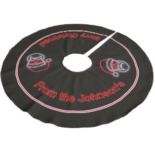 Neon Sign Style Santa in Sunglasses Name Merry Brushed Polyester Tree Skirt