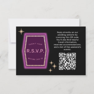 Neon Sign Vegas Wedding QR code Online RSVP Card